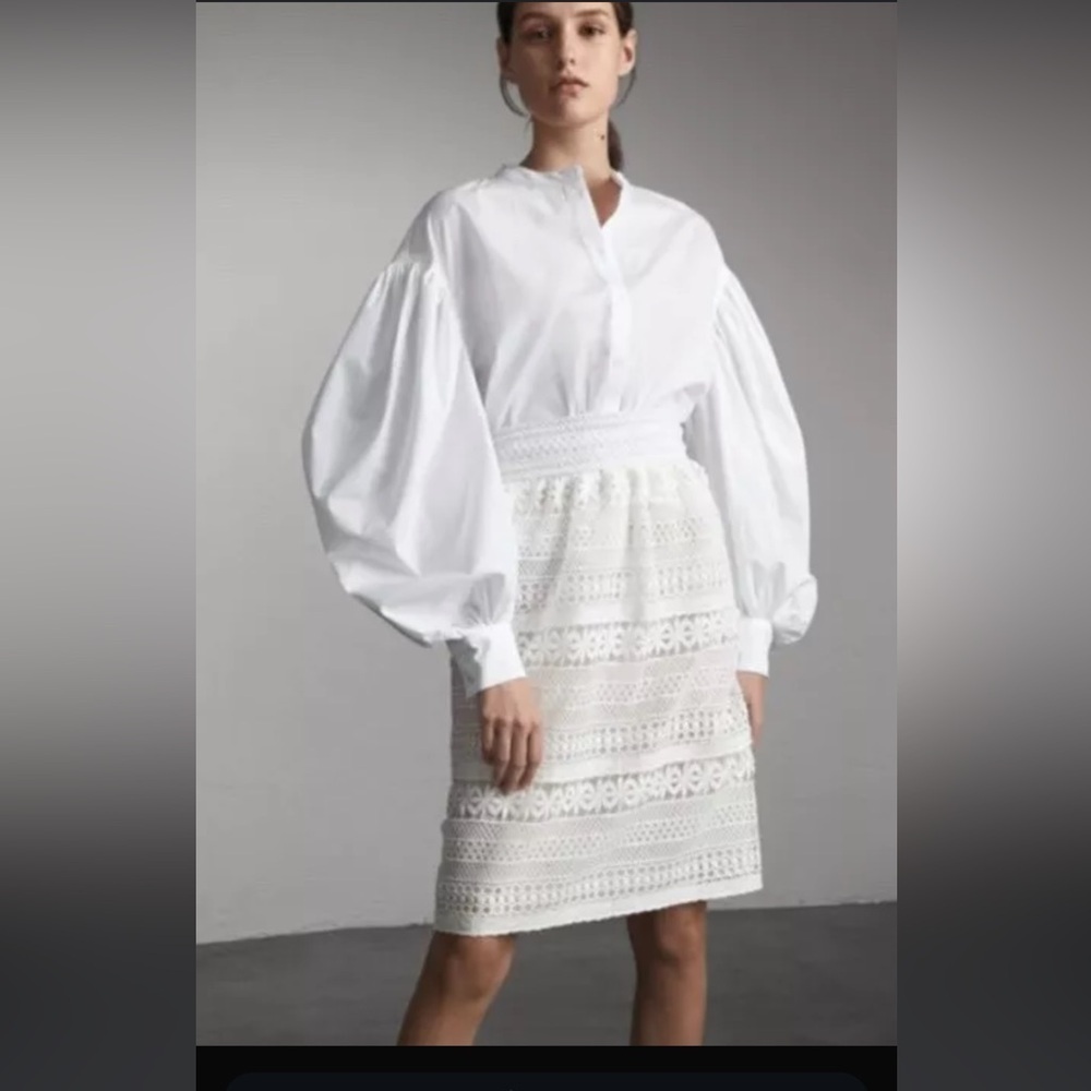 NWT Burberry Lace A-Line Skirt – White (Size 2) - Picture 1 of 4